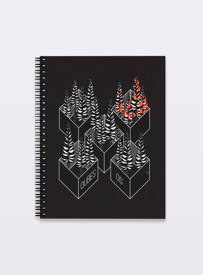 Qubes "Firewall" Notebook, Plain/Lined/Dotted Paper, 60 Pages