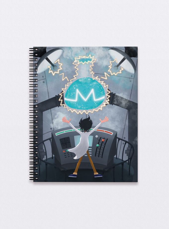 Mad Scientist Notebook, Plain/Lined/Dotted Paper, 60 Pages
