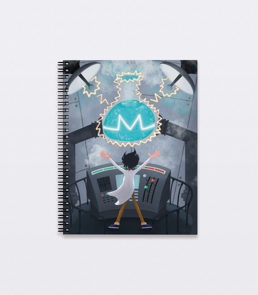 Mad Scientist Notebook, Plain/Lined/Dotted Paper, 60 Pages