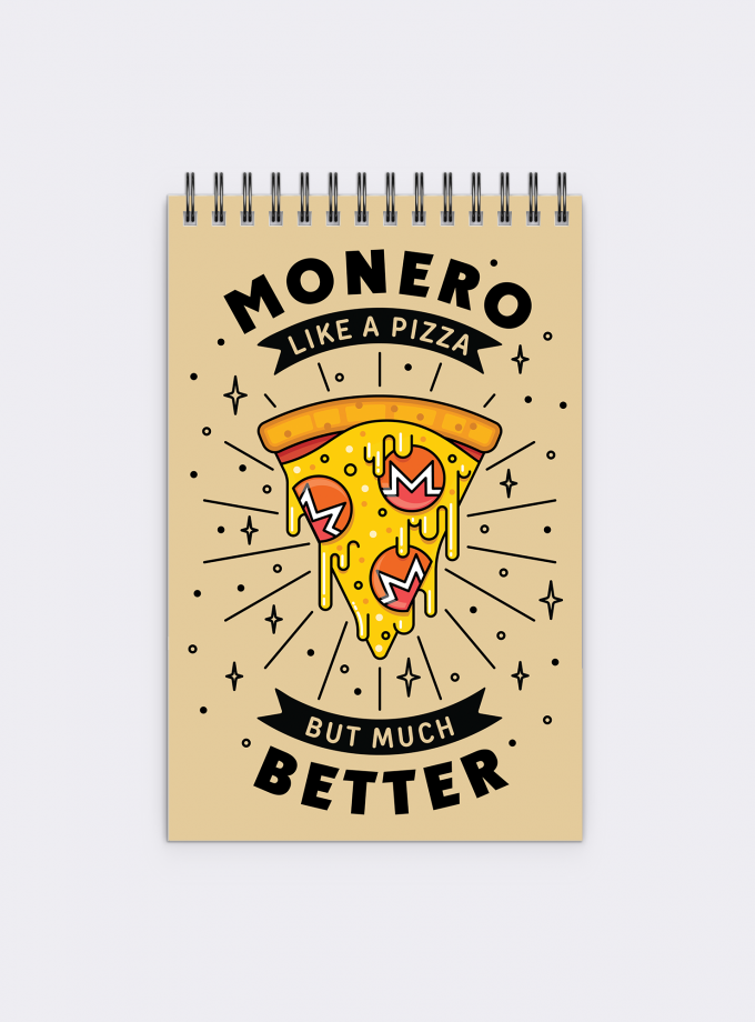 Monero Pizza Notepad, Plain/Dotted Paper, 60 Pages
