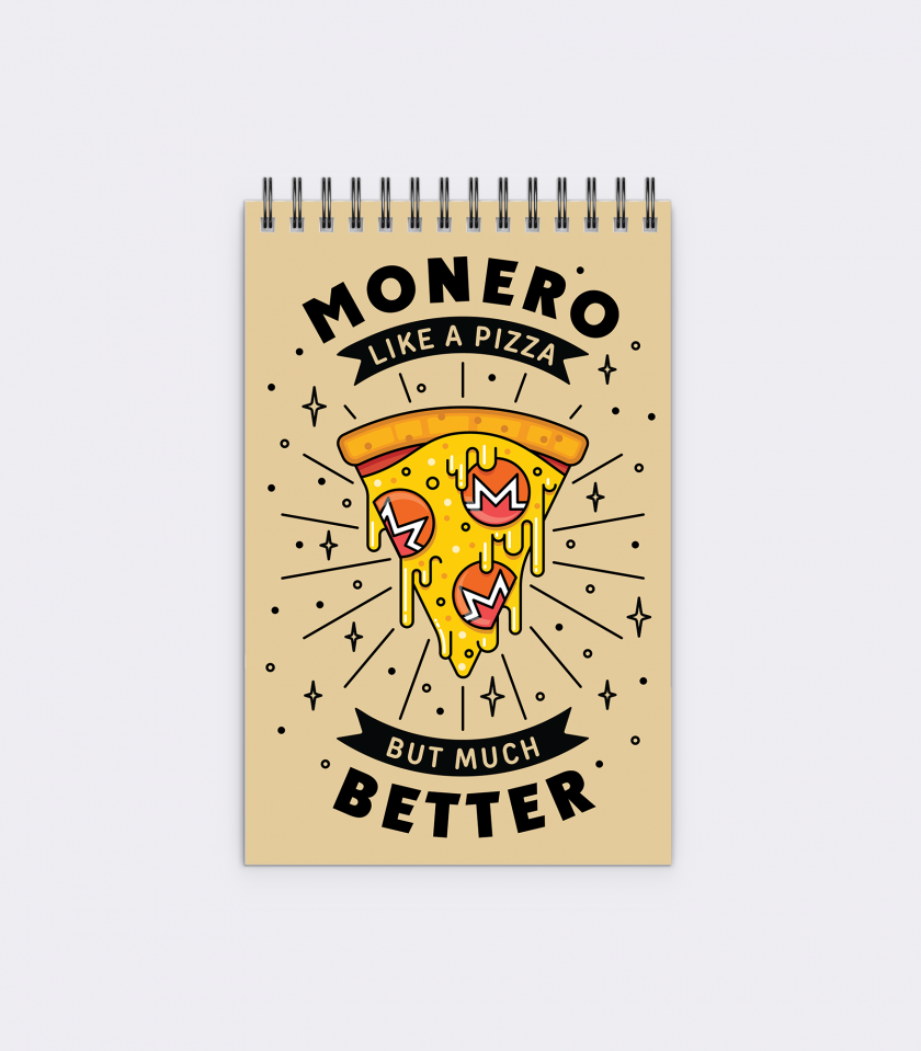 Monero Pizza Notepad, Plain/Dotted Paper, 60 Pages