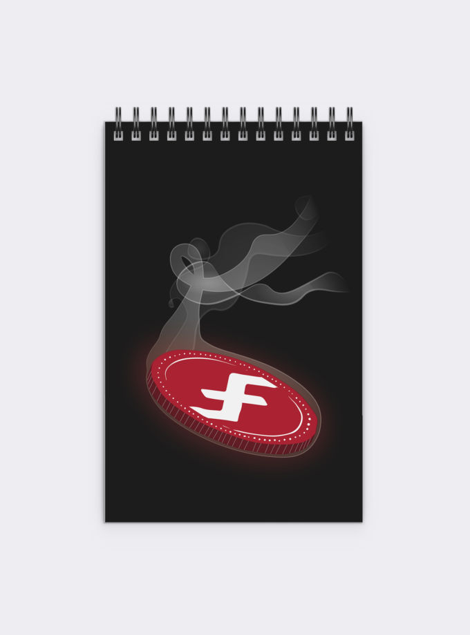 Firo Burning Coin Notepad, Plain/Dotted Paper, 60 Pages