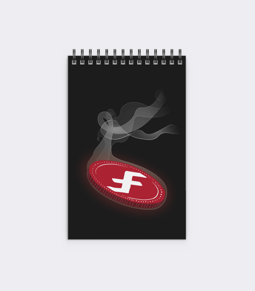 Firo Burning Coin Notepad, Plain/Dotted Paper, 60 Pages