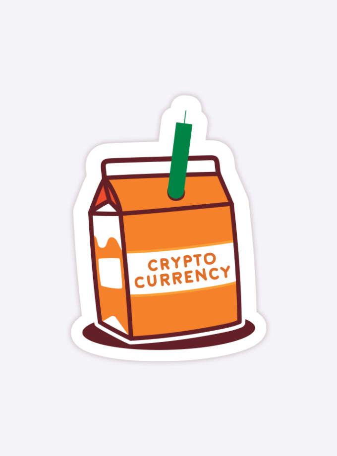 Crypto Orange Carton Glossy Sticker - 3 inch